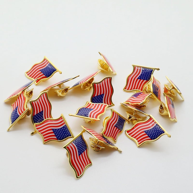 MIDLE Store 50/100/200/300Pack American Flag Lapel Pins Bulk Metal - USA United States Patriotic Souvenir Badge Pins For Memorial Veteran Day Patriotic Party - Image 5